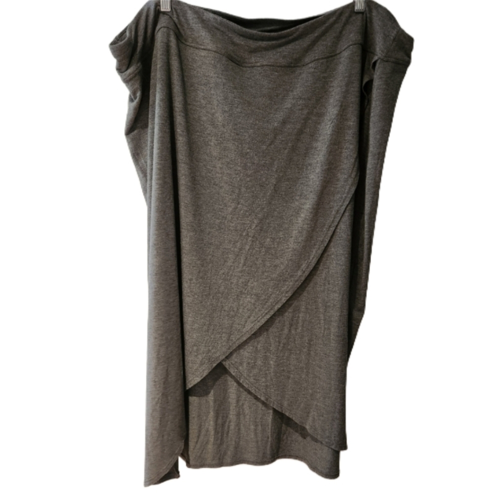 Addition Elle 4X Grey Skirt Faux Wrap Style Criss Cross Viscose